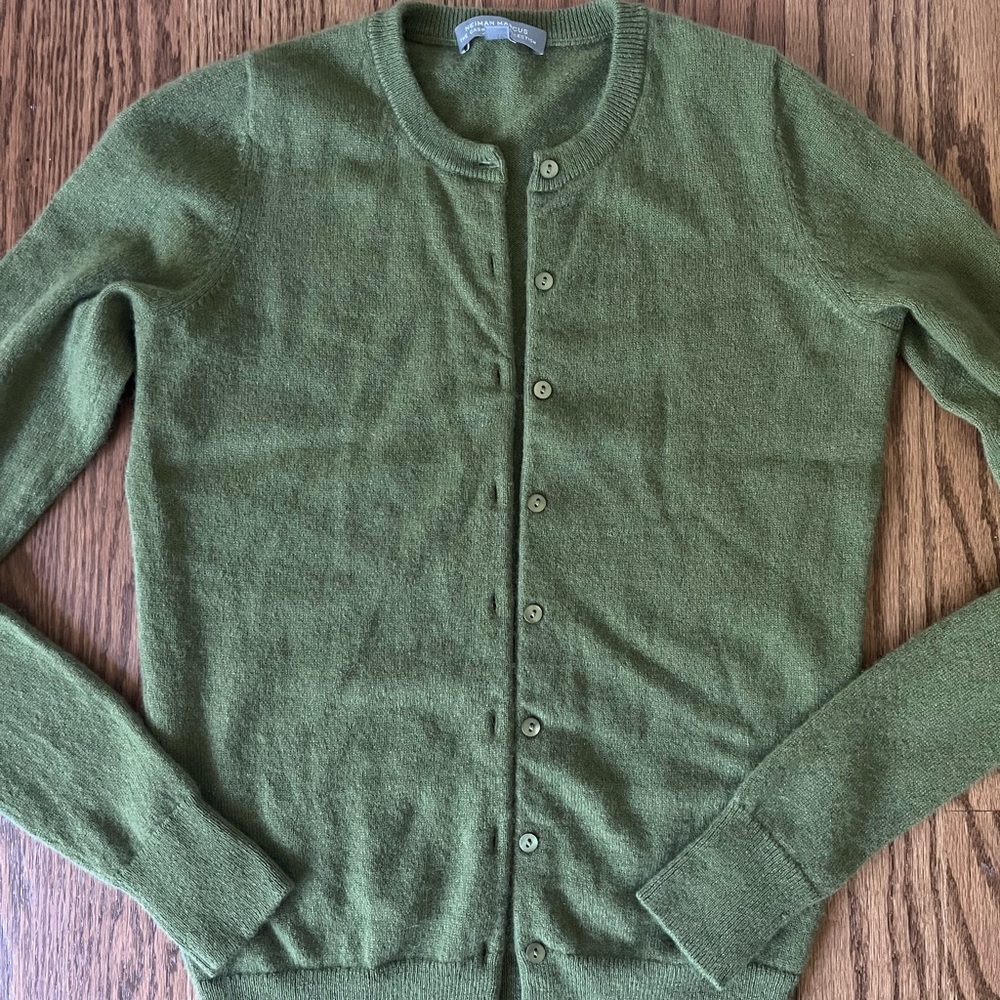 Green cashmere cardigan
